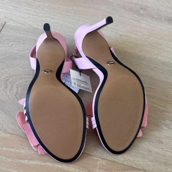 Zara Blush Pink Floral Slingback Stiletto Heels - Picture 6 of 6